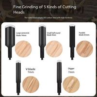 Juego de Cinceles Eléctricos para Tallar Madera, Herramienta de Tallado Eléctrico con Llave y 5 Cuchillas, Máquina de Grabado para Madera