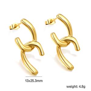 Minimalist 18K Gold Plated Pvd Stainless Steel Jewelry Double C Twisted <b>Stud</b> <b>Earrings</b> Wholesale Bulk Unique <b>Earrings</b> for Women - Product Image 2