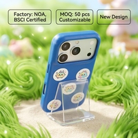 Étui de téléphone en cuir PU bleu vif avec motif autocollant de dessin animé mignon, antichoc, protection intégrale pour iPhone 15 16 17 18 Pro Max
