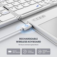 Clavier Bluetooth pliable, clavier pliable de taille standard avec pavé tactile, clavier sans fil en cuir PU pour les voyages, compatible avec Windows
