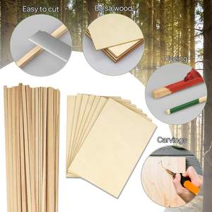 Bâtons de feuilles de bois de <span class=keywords><strong>balsa</strong></span> inachevés, tiges de goujon <span class=keywords><strong>en</strong></span> bois feuilles de tilleul carrées, 50 pièces d'artisanat <span class=keywords><strong>en</strong></span> bois pour la fabrication de projets de bricolage artisanaux - Product Image 1