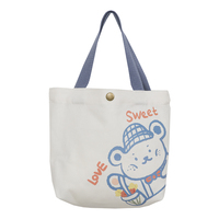 Pochette fourre-tout en lin et coton de dessin animé sacs à provisions en toile d'extérieur à la mode avec logo personnalisé pour stockage d'épicerie ou cadeau