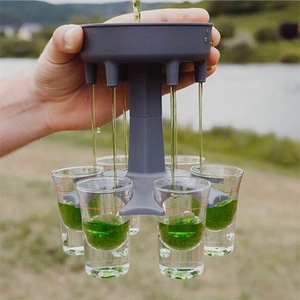 ที่วางแก้วช็อตพร้อมที่จ่ายแก้ว 6 ใบ สีฟ้าเทา ทรงกลม สำหรับงานปาร์ตี้ ค็อกเทล - Product Image 2