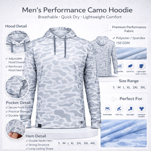 Sudadera con Capucha de Pesca para Hombre, Personalizada con Estampado de Camuflaje, UPF 50+, Manga Larga, Transpirable, de Secado Rápido, Ligera, Cómoda y con Protección Solar - Product Image 2