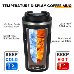 Thermos Ecologico da 380ml con Doppia Parete in Acciaio Inox, Tazza da Viaggio per Caffè con Custodia in Silicone, Borraccia Termica per Viaggi - Product Image 6