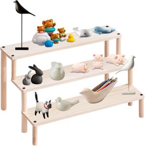 Solid Wood Double Tier Eco-Friendly Multifunction Desktop Display <b>Storage</b> Rack <b>for</b> <b>Kitchen</b> and Bathroom - Product Image 6