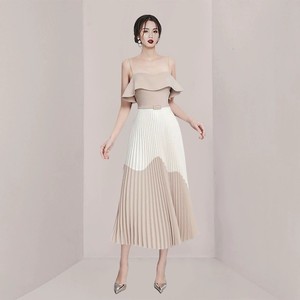 Piccolo design senso del colore kaki drappo cintura balze <span class=keywords><strong>abito</strong></span> medio lungo - Product Image 3