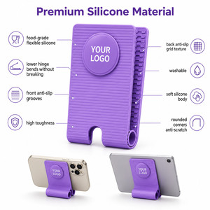 Custom Logo Foldable Silicone Phone Stand Portable Flexible Smartphone <b>Holder</b> Multi Angle Desk Support for <b>iPhone</b> Samsung Tablet - Product Image 4