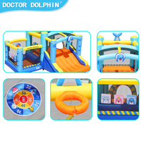 Château gonflable personnalisable pour usage domestique, avec toboggan et piscine à balles, pour enfants