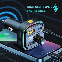 Kablosuz Araç MP3 Çalar, USB Type-C ve 2 USB Girişi, PD 25W QC3.0 ABS Araç Şarj Cihazı, Cep Telefonu, Dizüstü Bilgisayar, Akıllı Saat için