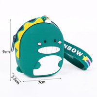 Pochette à monnaie en silicone étanche, sac de rangement, pendentif porte-clés dinosaure de dessin animé, porte-clés anime, sac de rangement pendentif