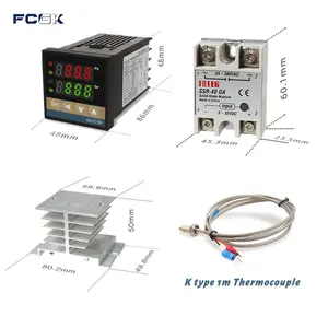 Régulateur de température Rex-C100 pid avec ssr 40da avec dissipateur thermique avec thermocouple 1 mètre rexc100