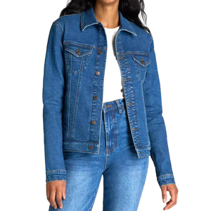 Chaqueta de Mezclilla de Algodón Tejido Transpirable para Mujer, Estilo Informal, con Botones, Lavada, Corte Regular, Alta Calidad, Venta al Por Mayor - Product Image 1