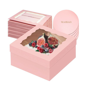 Cajas <span class=keywords><strong>de</strong></span> Papel para Repostería Personalizadas, <span class=keywords><strong>Pequeñas</strong></span>, Color Rosa, para Pasteles, Galletas, Donuts, con Asa y Ventana - Product Image 4