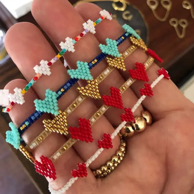 Braccialetti a cuore per coppia colore della boemia Pulsera tessuto amicizia gioielli semi perline gioielli Miyuki braccialetto regalo