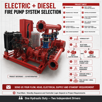 Ensemble de pompe à incendie électrique diesel spécifique au projet avec moteurs principaux et de secours indépendants