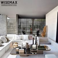 WISEMAX-mesa de centro cuadrada de cristal para sala de estar, muebles de lujo de acero inoxidable, conjunto para hotel
