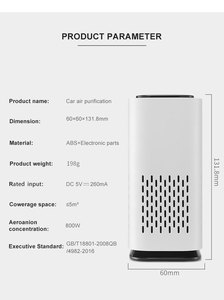 Nouveau produit Chambre à faible bruit alimentée par USB intérieur portable petit mini purificateur d'air <span class=keywords><strong>de</strong></span> voiture - Product Image 5