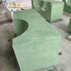 Nuevos Materiales de Construcción de Piedra, Silla de Terrazo Verde, Muebles de Exterior GRC, Taburete Artístico para Parques y Plazas - Product Image 2