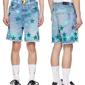 Pantalones Cortos de Mezclilla para Hombre, Cinco Bolsillos, con Logotipo de Estrella Bordado, Estilo Desgastado, Sin Elástico, Personalizados, Gran Venta - Product Image 2