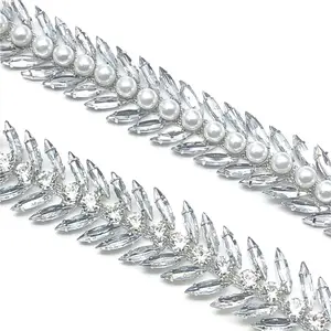 双排4 * 15毫米马眼水钻爪链花式玻璃水钻链水晶水钻装饰