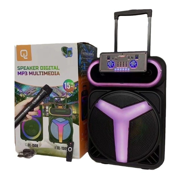 New Model Portable Wireless Speaker with Battery and RGB LED Lighting 15inch High Power 60W Audio Player