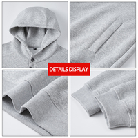 Hoodie Henley Unisex 320GSM Musim Gugur Tiga Kancing Saku Samping Sweatshirt Polos Sablon Logo Custom Drop Shoulder Oversized