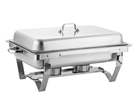 Chauffe-Plats Métallique Antirouille 9L pour Traiteur, Chauffage Alcoolisé 85-100°C, Design Moderne Argenté avec Plateau Solide, Stable et Pliable