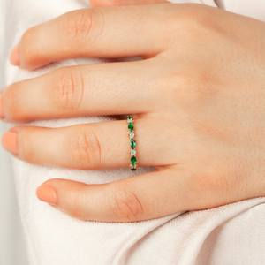 Anillo de apilamiento de lujo de Plata de Ley 925 con diamante de corte brillante redondo CZ-El mejor anillo de compromiso de regalo de San Valentín - Product Image 5