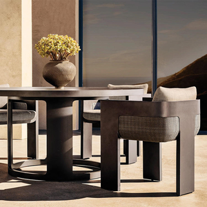 Set Tavolo e Sedie da Giardino Moderno Nordico Arredamento per Patio di Ristorante Sedie da Esterno di Lusso Impermeabili in Rattan PE e Alluminio - Product Image 2