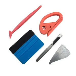 5pcs/set wrap vinyl tools and tool kits with squeegee felt vinyl cutter wrap knife blade and red Plugging tools