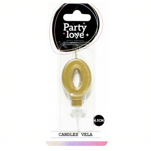 Vela de Cumpleaños con Número 0 Dorado de 4.5 cm, Party Love - Product Image 2
