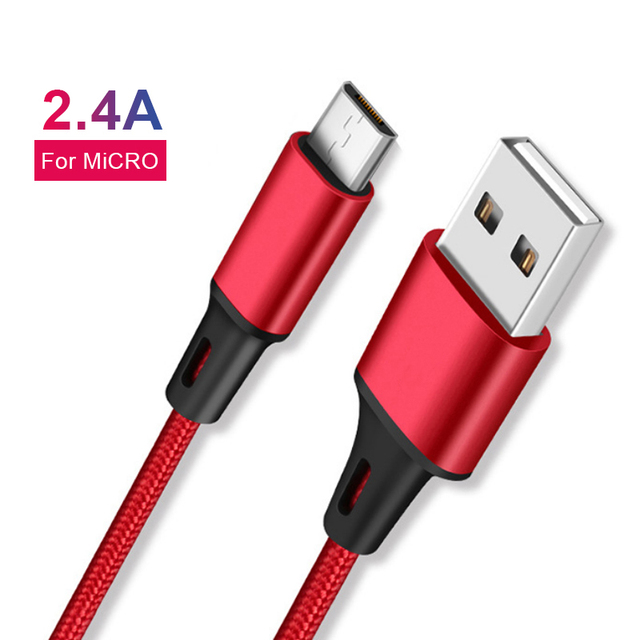 100cm Nylon Braided 2.4A Fast Charging Multi-Function USB Cable Compatible iOS Micro USB for iPhone Computer Also for Earphones