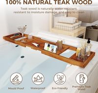 Plateau de bain de luxe en teck avec poignées extensibles pour la détente et la lecture à domicile