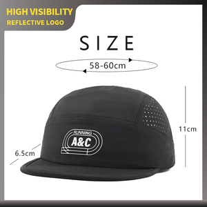 <span class=keywords><strong>Gorra</strong></span> de Campamento Plegable con Visera de Eva y Logotipo Reflectante Personalizado, <span class=keywords><strong>Gorra</strong></span> Australiana para Correr por Senderos, Negra - Product Image 4