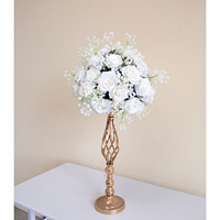 LFB26054 Boule de fleurs artificielles moderne, roses blanches, centre de table de mariage, écologique, longue durée, support en or, réception