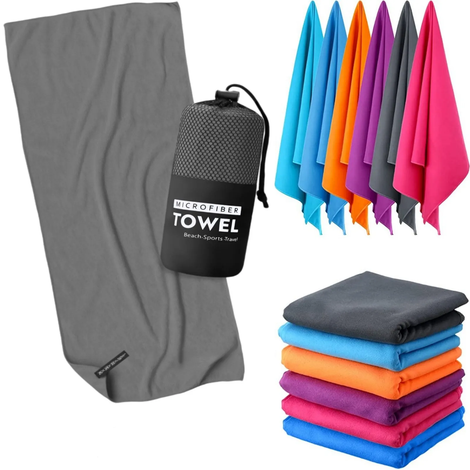 Wholesale Towels Logo Print Dry Microfiber Drying Bath for Fast Microfiber Beach Towel Microfiber Yoga Hand Gym Suede Towel