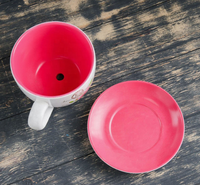 Tasse à thé et soucoupe en céramique personnalisées avec décalcomanie, pot de fleurs et pot de plantes pour la maison, l'intérieur, l'extérieur et le jardin, vente en gros