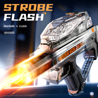 Pistolet à eau électrique automatique rechargeable à effet de feu bleu transparent en plastique à prix abordable, tir continu, pour l'été en extérieur