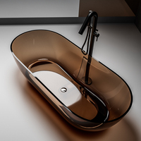 Baignoire élégante et moderne en résine transparente pour la relaxation dans la salle de bain |   Baignoire Spa Portable Autoportante Écologique avec Drain