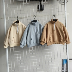 Sweat-shirt unisexe pour tout-petits, demi-zip, couleur unie, col <span class=keywords><strong>pull</strong></span>, poche, décontracté, pour garçons et filles, pour le printemps et l'automne - Product Image 4