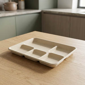 Elegant Eco Friendly 5 Inch Square <b>Pulp</b> Moulded Tray Compostable Disposable Modern Luxury Party Serving Plate for Weddings - Product Image 1