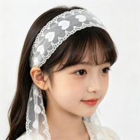 Dentelle en tulle brodée en forme de cœur de 6 cm, dentelle en maille blanche abricot pour robe d'enfant, chouchous pour cheveux, accessoires de couture pour vêtements