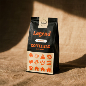 Sachet de café personnalisé en aluminium mat avec valve et fermeture éclair, fond plat imprimé, emballage Ziplock pour café - Product Image 6