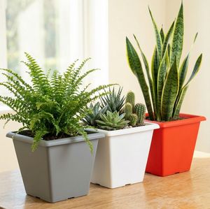 Pot de fleurs carré moderne en plastique PP, grande capacité, bac à plantes pour balcon, patio, aménagement extérieur, grande taille - Product Image 5