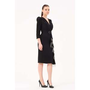 DANS Pull à manches longues col rond noir uni décontracté pour femme, idéal pour tous les jours, disponible en tailles 38-42 - Product Image 2