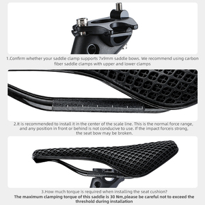 Sillín de Bicicleta Ultraligero de Fibra de Carbono para Mujer, Impreso en 3D con Ventilación, Punta Corta, Negro, para Todas las Estaciones, para Ciclismo - Product Image 6