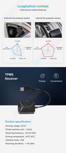 Alarma de presión de neumáticos Porcsi, sistema de Monitor de presión de neumáticos de coche automático USB TPMS con sensor interno para navegación Android - Product Image 2