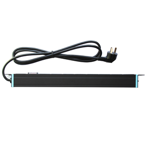 GLGW 8 Way Universal PDU Power Strip 1U <b>Rack</b> Mount Integral Copper Bar with Switch Cover Blue End 250V AC Aluminum Alloy Profile - Product Image 4