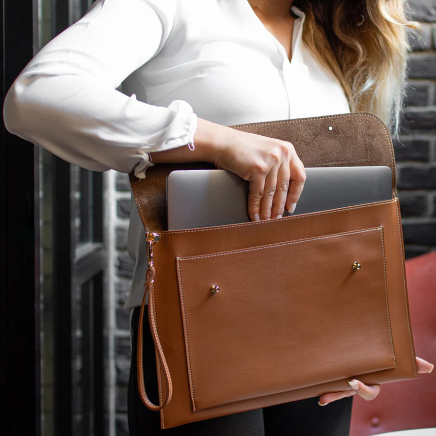 Customizable MacBoo-k Pro Leather Sleeve Document Bag Holder Envelope Pouch Wristlet Laptop Carrying Bag Tablet Protective Cover